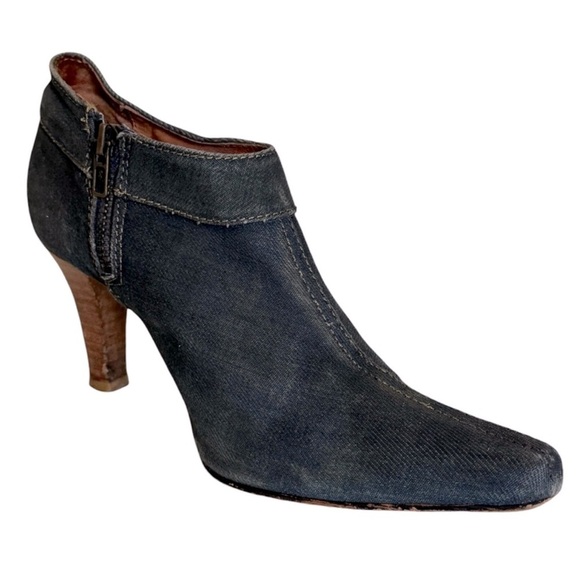 Zara Shoes - ZARA • Elegant Dark Blue Distressed Jean Material Ankle Booties Boot Shoes